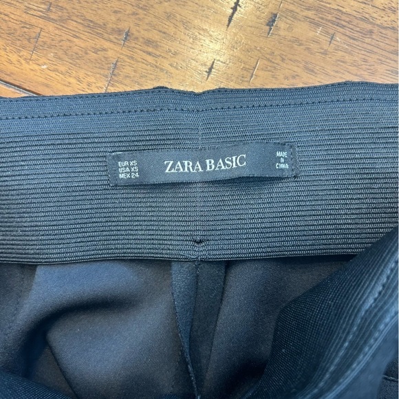 Zara Basic Black Faux Sueded Pull-On Skinny Pants, XS, Seam Detail Ankle Zippers - Picture 7 of 7